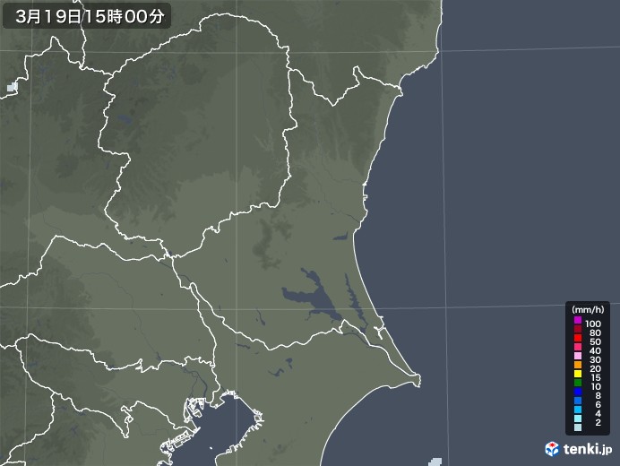茨城県の雨雲レーダー(2021年03月19日)
