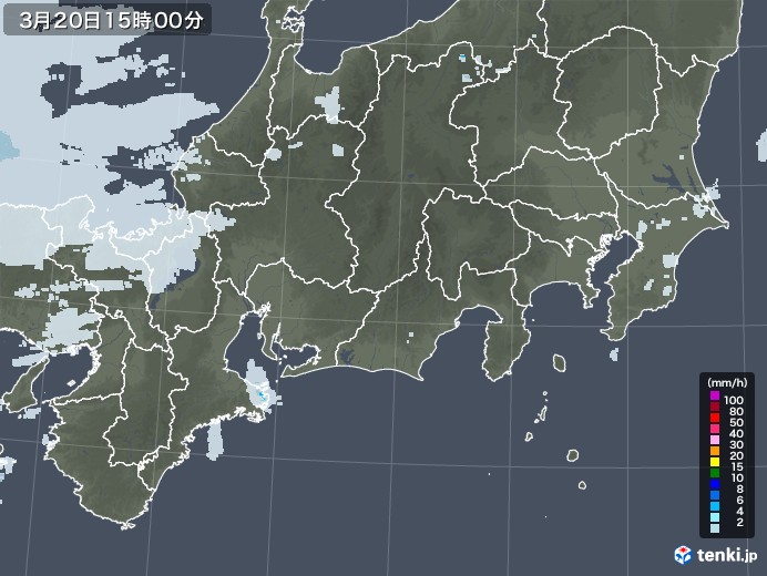 東海地方の雨雲レーダー(2021年03月20日)