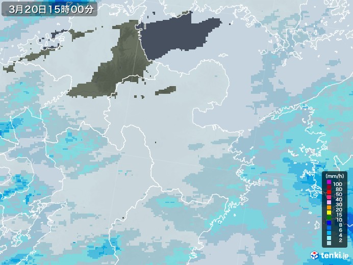 大分県の雨雲レーダー(2021年03月20日)