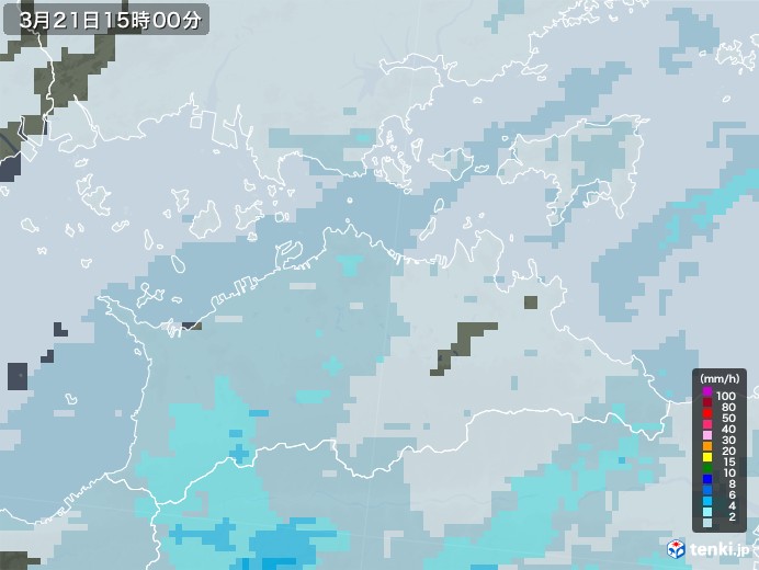 香川県の雨雲レーダー(2021年03月21日)