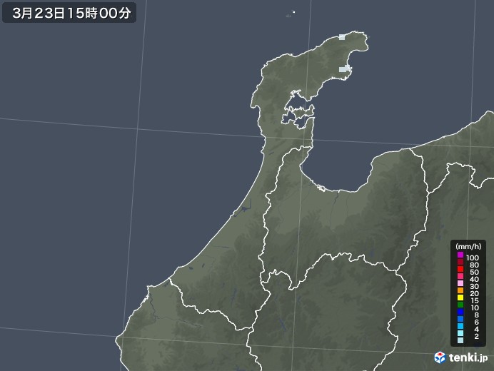 石川県の雨雲レーダー(2021年03月23日)