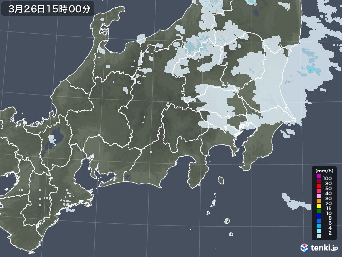 関東・甲信地方の雨雲レーダー(2021年03月26日)