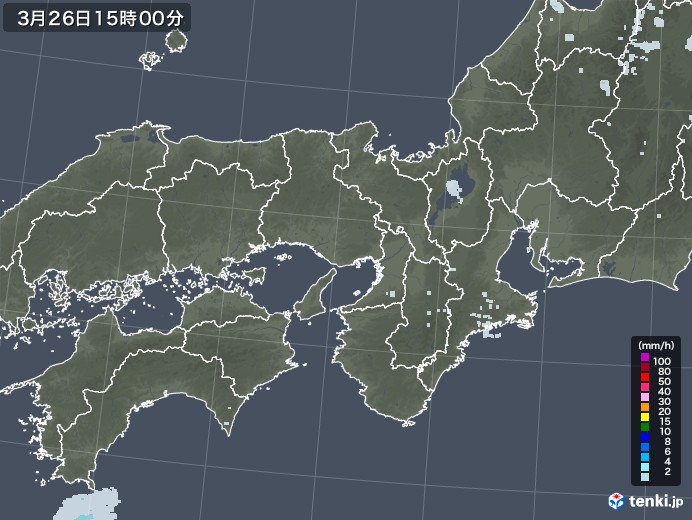 近畿地方の雨雲レーダー(2021年03月26日)