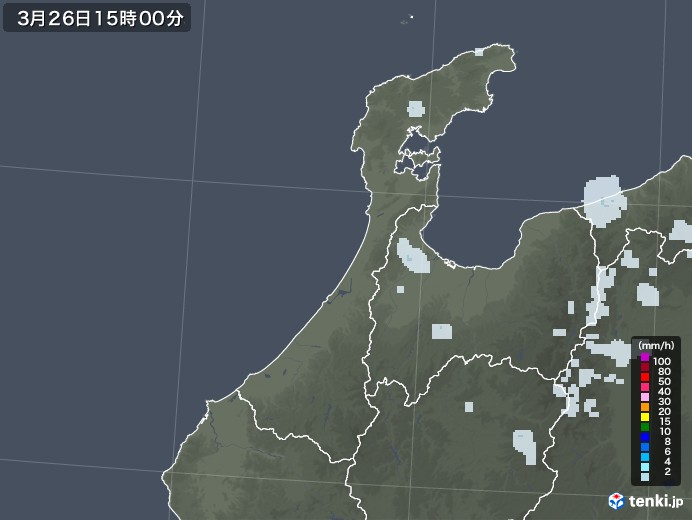 石川県の雨雲レーダー(2021年03月26日)