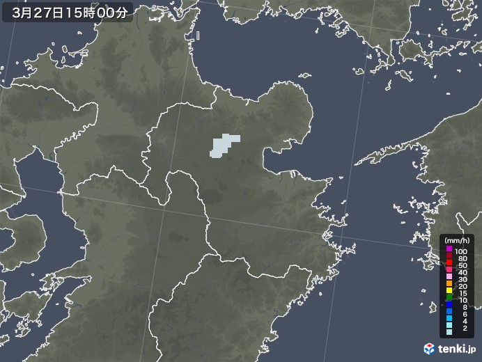 大分県の雨雲レーダー(2021年03月27日)