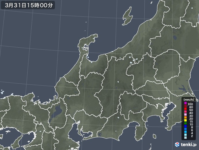 北陸地方の雨雲レーダー(2021年03月31日)