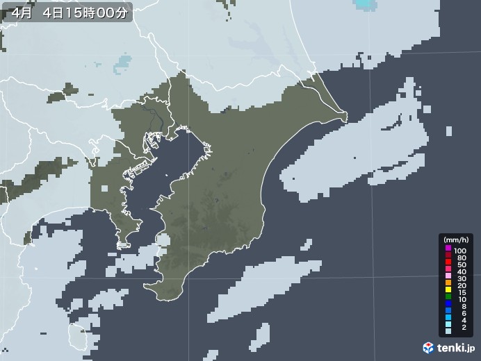 千葉県の雨雲レーダー(2021年04月04日)