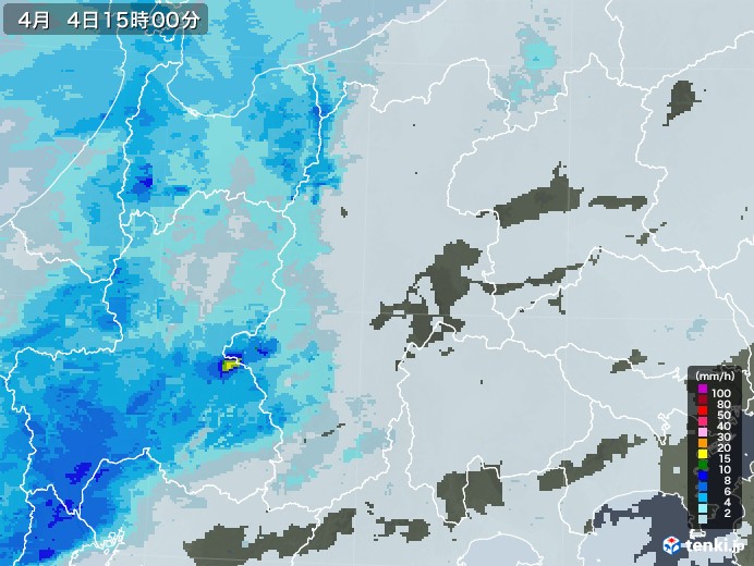 長野県の雨雲レーダー(2021年04月04日)