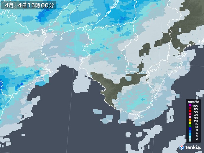 和歌山県の雨雲レーダー(2021年04月04日)