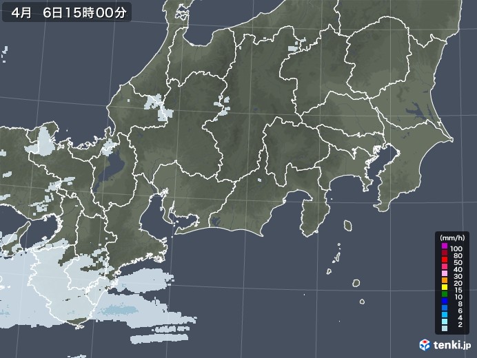 東海地方の雨雲レーダー(2021年04月06日)