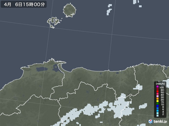 鳥取県の雨雲レーダー(2021年04月06日)