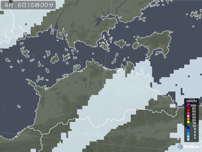 香川県の雨雲レーダー(2021年04月06日)