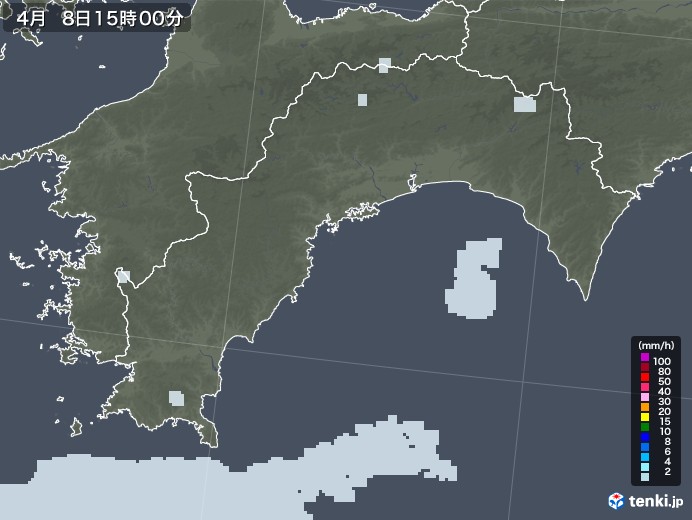 高知県の雨雲レーダー(2021年04月08日)