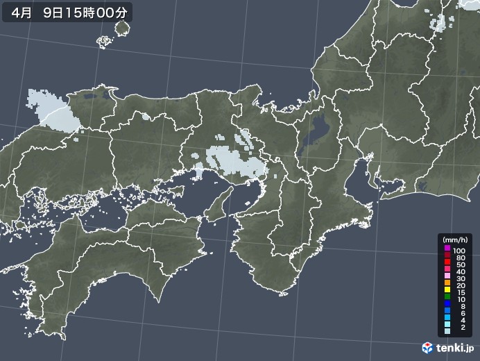 近畿地方の雨雲レーダー(2021年04月09日)