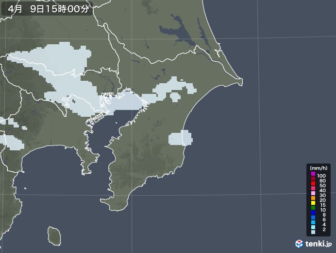 千葉県の雨雲レーダー(2021年04月09日)