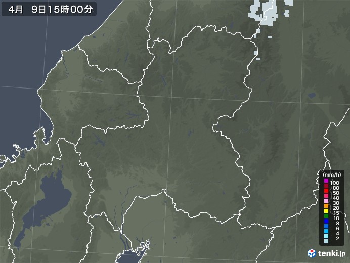 岐阜県の雨雲レーダー(2021年04月09日)