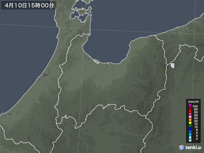 富山県の雨雲レーダー(2021年04月10日)