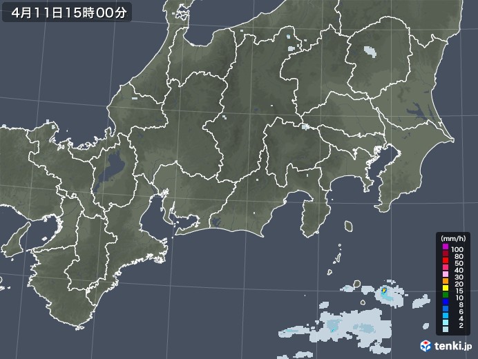 東海地方の雨雲レーダー(2021年04月11日)