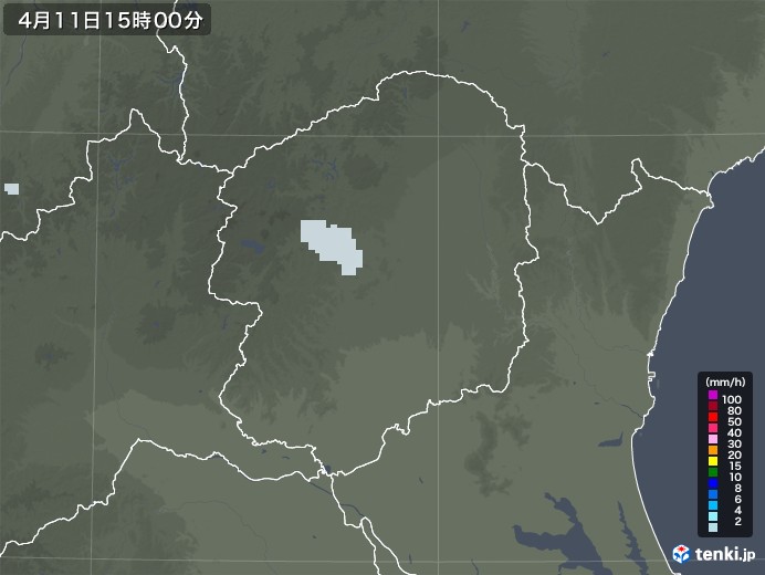 栃木県の雨雲レーダー(2021年04月11日)