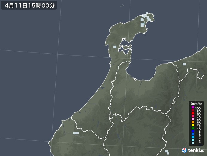石川県の雨雲レーダー(2021年04月11日)