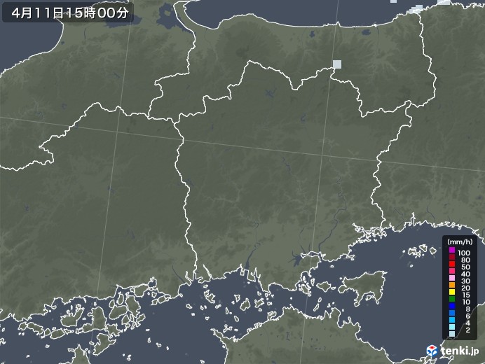 岡山県の雨雲レーダー(2021年04月11日)