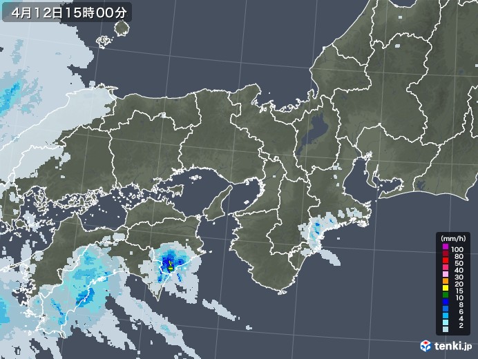 近畿地方の雨雲レーダー(2021年04月12日)