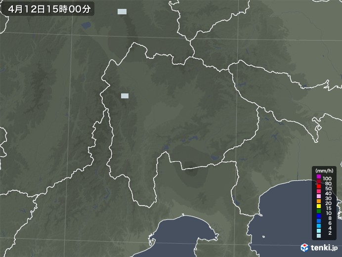 山梨県の雨雲レーダー(2021年04月12日)