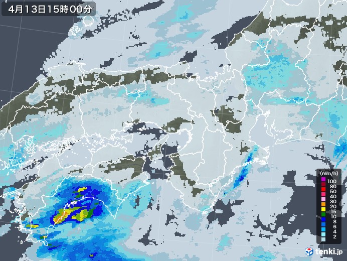 近畿地方の雨雲レーダー(2021年04月13日)