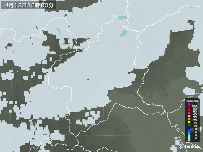 群馬県の雨雲レーダー(2021年04月13日)