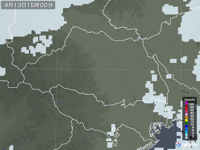 埼玉県の雨雲レーダー(2021年04月13日)