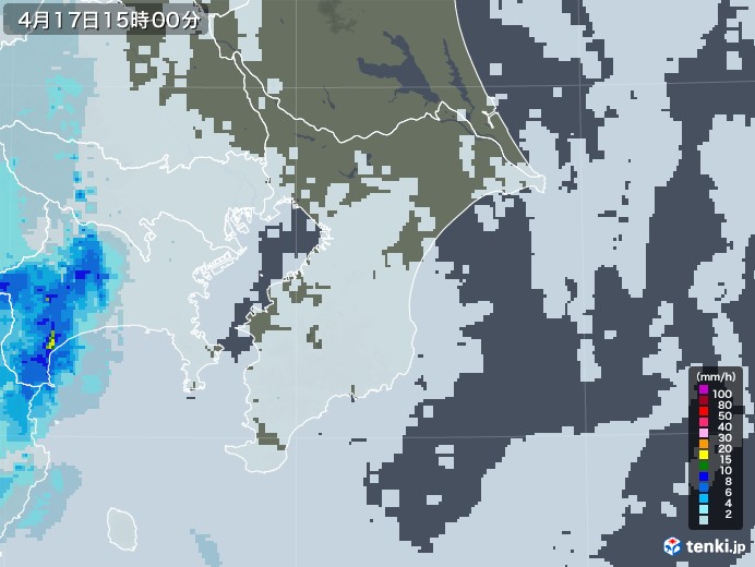千葉県の雨雲レーダー(2021年04月17日)