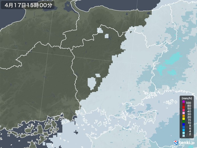岡山県の雨雲レーダー(2021年04月17日)