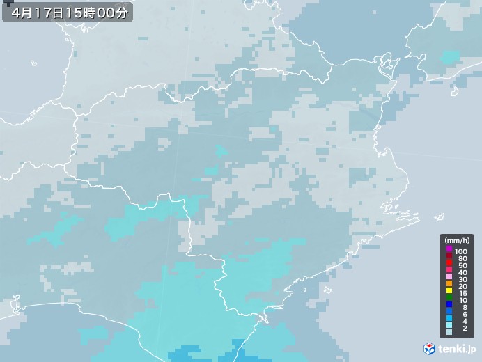 徳島県の雨雲レーダー(2021年04月17日)