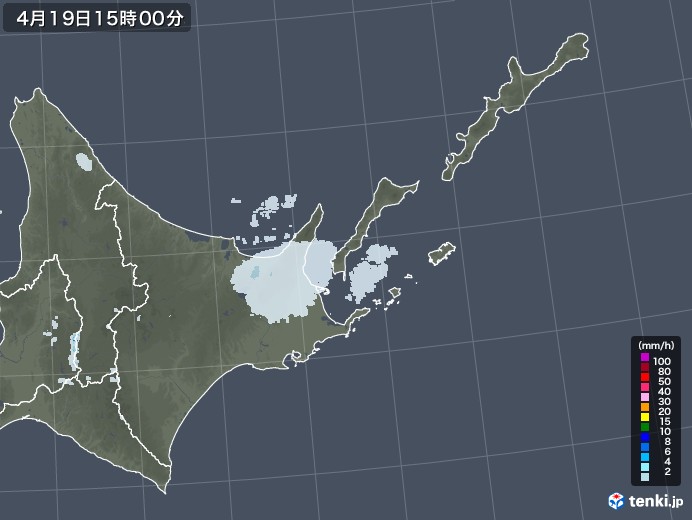 道東の雨雲レーダー(2021年04月19日)