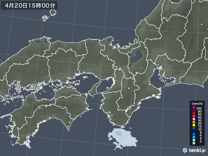 近畿地方の雨雲レーダー(2021年04月20日)