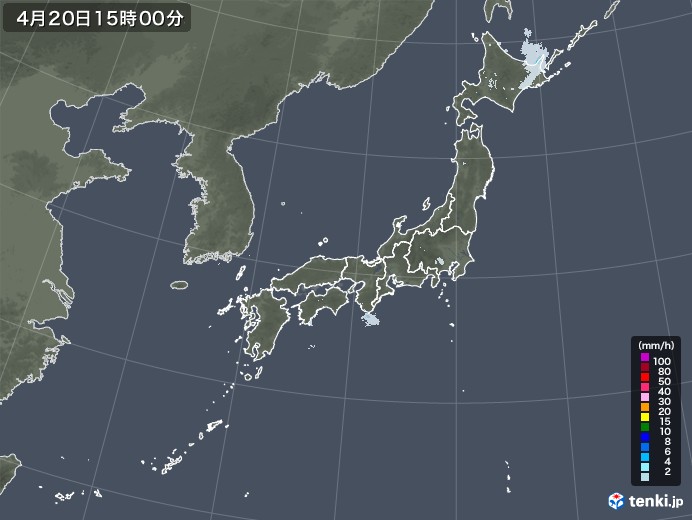 雨雲レーダー(2021年04月20日)