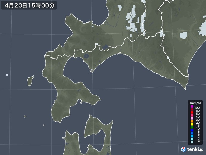道南の雨雲レーダー(2021年04月20日)