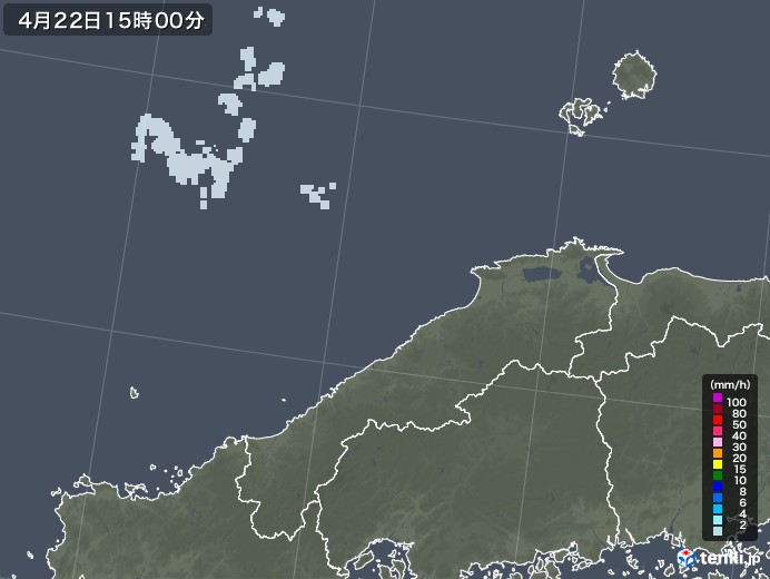 島根県の雨雲レーダー(2021年04月22日)