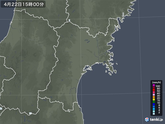 宮城県の雨雲レーダー(2021年04月22日)