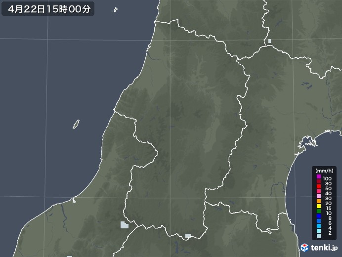 山形県の雨雲レーダー(2021年04月22日)