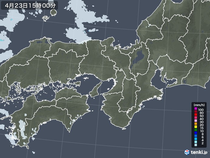 近畿地方の雨雲レーダー(2021年04月23日)