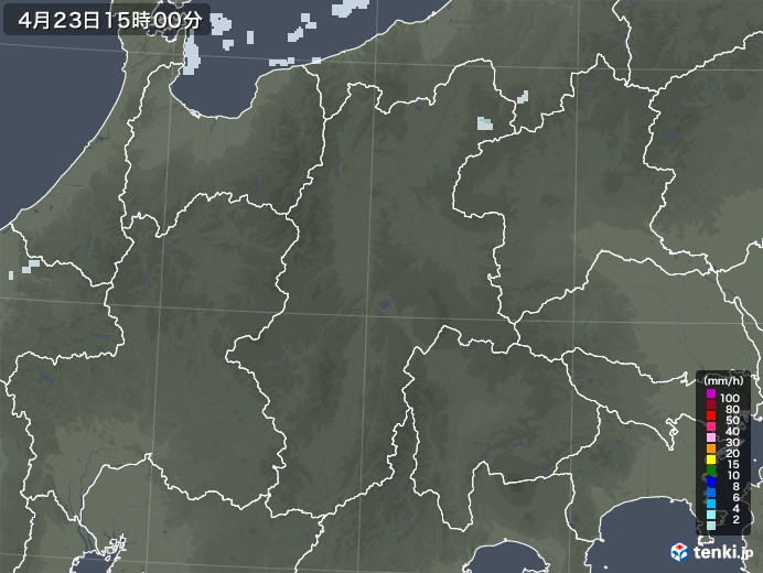 長野県の雨雲レーダー(2021年04月23日)