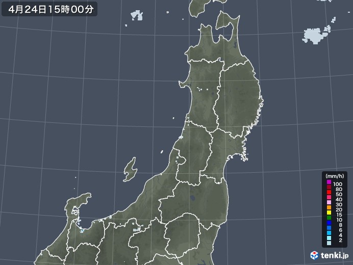 東北地方の雨雲レーダー(2021年04月24日)