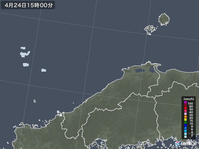 島根県の雨雲レーダー(2021年04月24日)