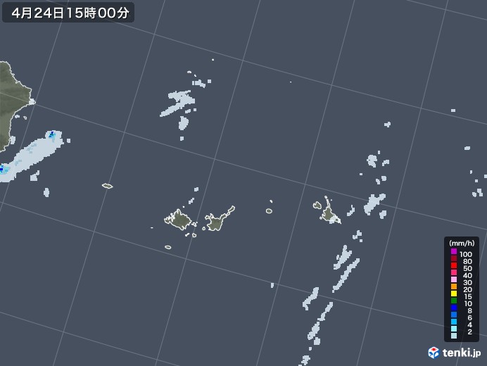 宮古・石垣・与那国(沖縄県)の雨雲レーダー(2021年04月24日)