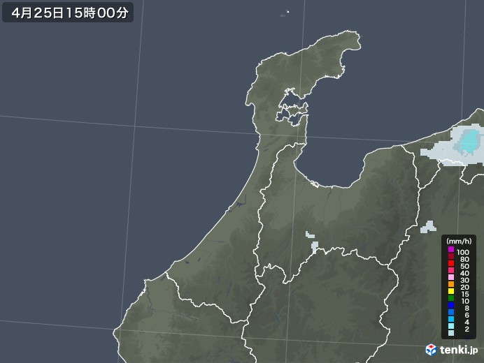 石川県の雨雲レーダー(2021年04月25日)