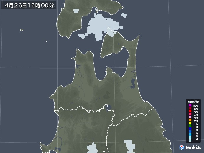 青森県の雨雲レーダー(2021年04月26日)