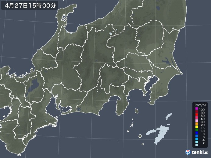 関東・甲信地方の雨雲レーダー(2021年04月27日)