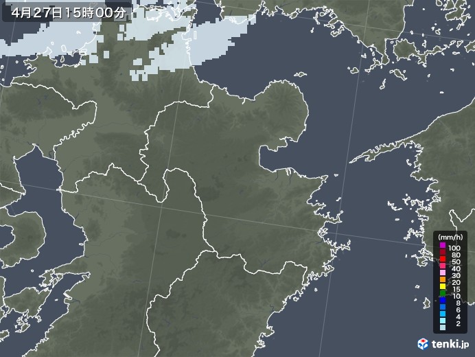 大分県の雨雲レーダー(2021年04月27日)