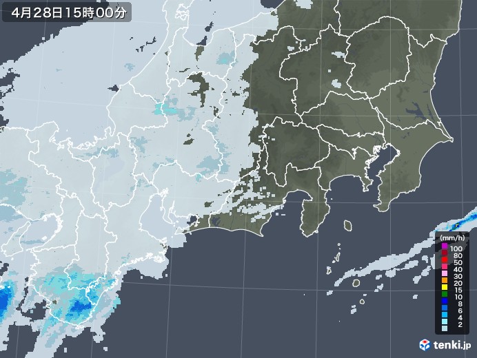 東海地方の雨雲レーダー(2021年04月28日)
